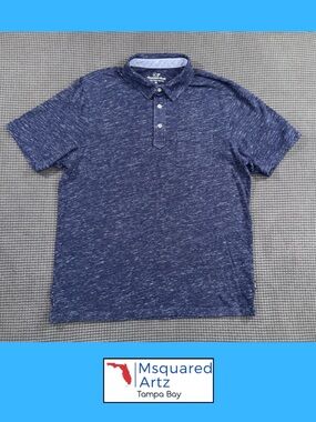 Vineyard Vines Polo Shirt Mens Medium Blue Heather Cotton Pocket Casual